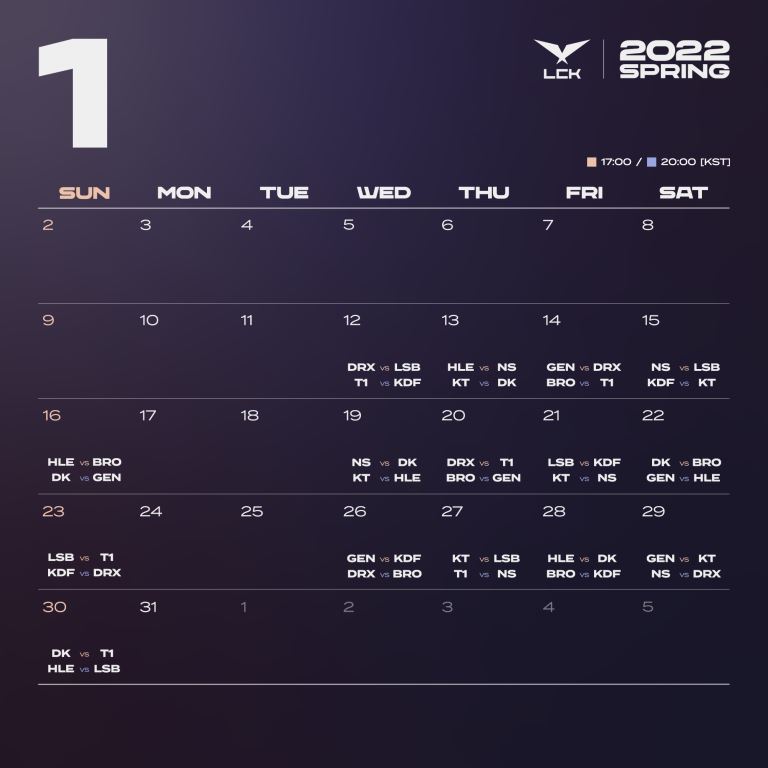 2022 LCK 스프링 1월 12일 개막